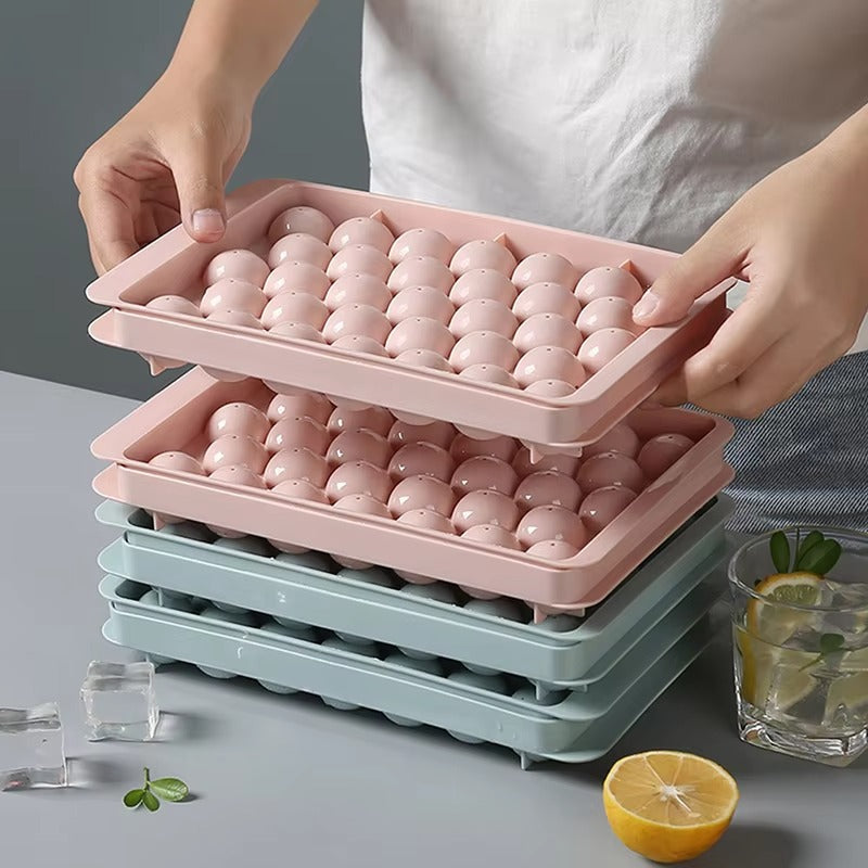 Round Ice Cube Tray – Easy Release Silicone Ice Maker for Drinks & Beverages, Reusable & Flexible Design