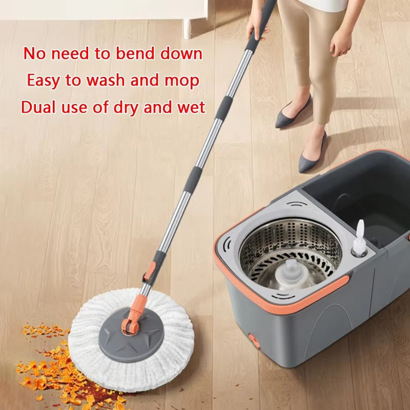 Stainless Steel Flat Mop – Easy Clean 360° Rotating Mop for Home & Office, Wet & Dry Dual Use Cleaning System