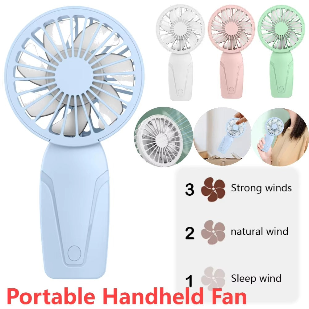 Portable Hand Fan – Rechargeable Mini Cooling Fan with 3 Speed Settings, USB Charging, Lightweight Personal Cooling Fan for Travel, Office, Home & Outdoor Use