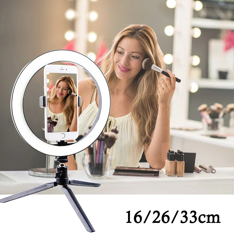 Professional LED Ring Light with Adjustable Tripod Stand & Mobile Holder – Dimmable Selfie Fill Light for Makeup, TikTok Videos, YouTube Live Streaming, Photography, Reels, Online Classes & Video Recording