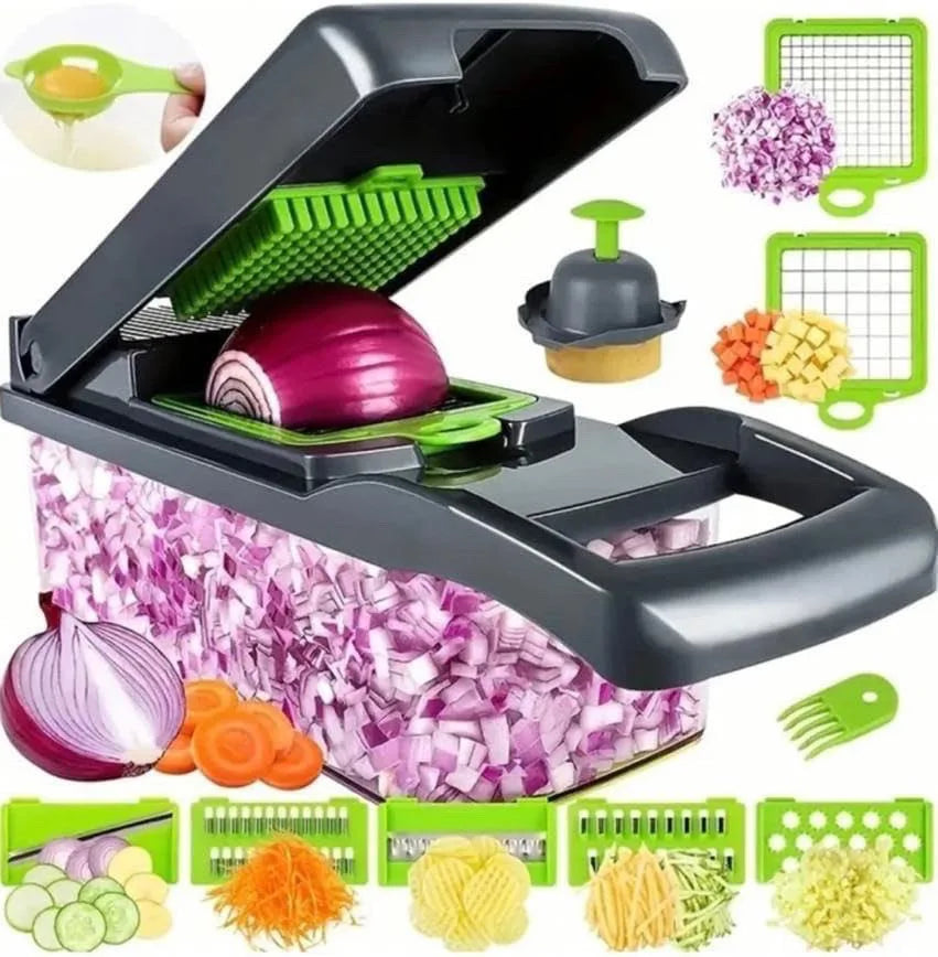 Manual Vegetable Chopper & Cutter with Stainless Steel Blades – Multi Functional Kitchen Tool for Fast Cutting, Slicing, Dicing & Chopping Fruits and Vegetables