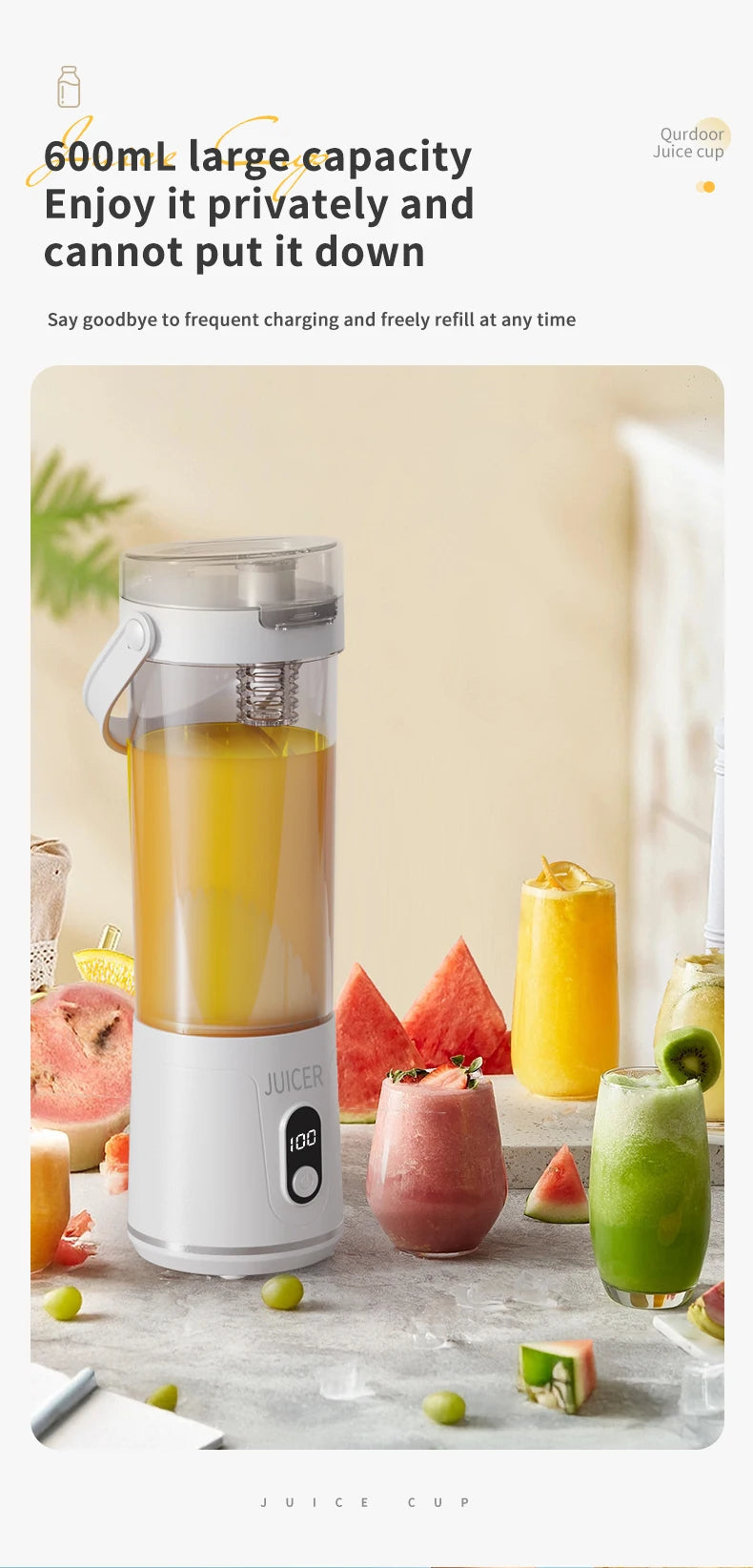 Mini USB Portable Blender Juicer Bottle – Travel Friendly Smoothie Maker