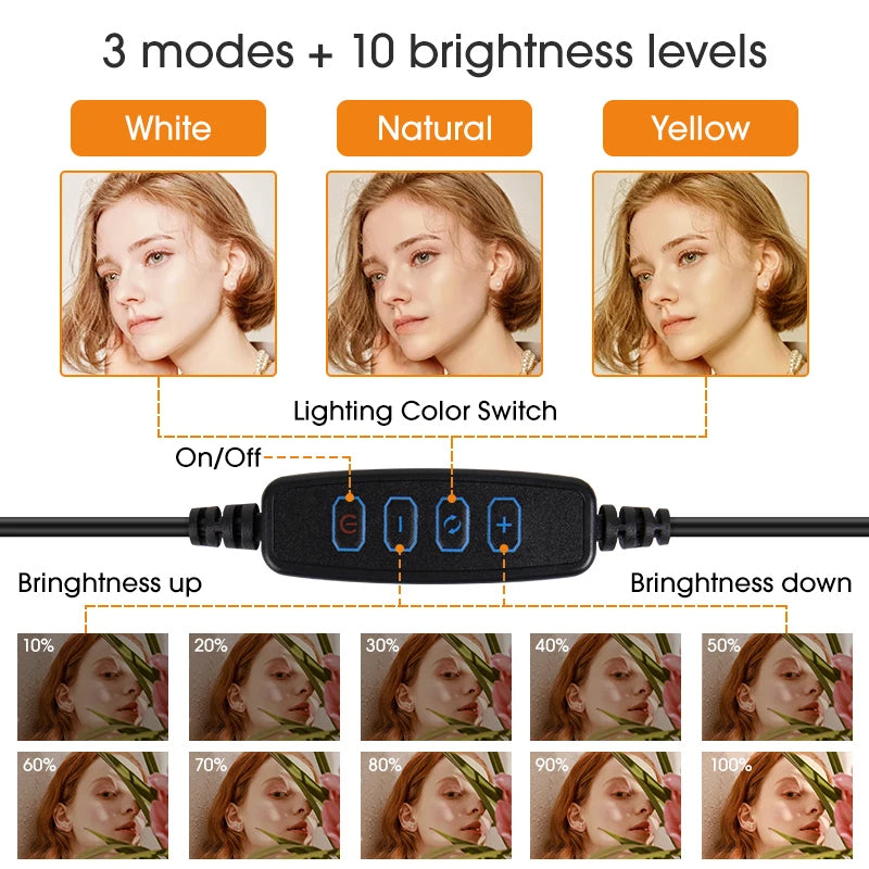 Professional LED Ring Light with Adjustable Tripod Stand & Mobile Holder – Dimmable Selfie Fill Light for Makeup, TikTok Videos, YouTube Live Streaming, Photography, Reels, Online Classes & Video Recording