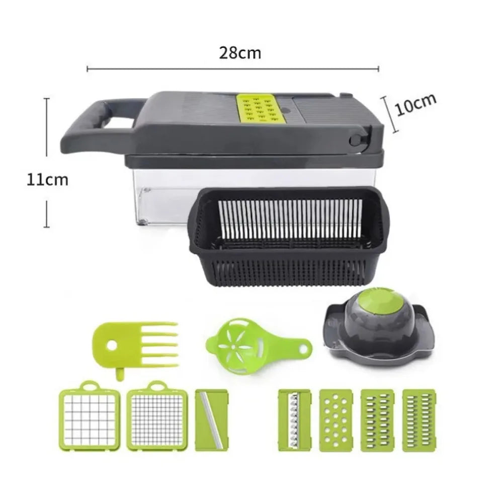 Manual Vegetable Chopper & Cutter with Stainless Steel Blades – Multi Functional Kitchen Tool for Fast Cutting, Slicing, Dicing & Chopping Fruits and Vegetables