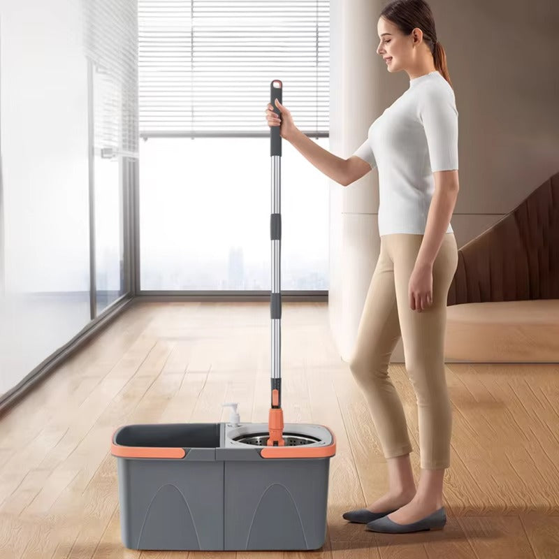 Stainless Steel Flat Mop – Easy Clean 360° Rotating Mop for Home & Office, Wet & Dry Dual Use Cleaning System