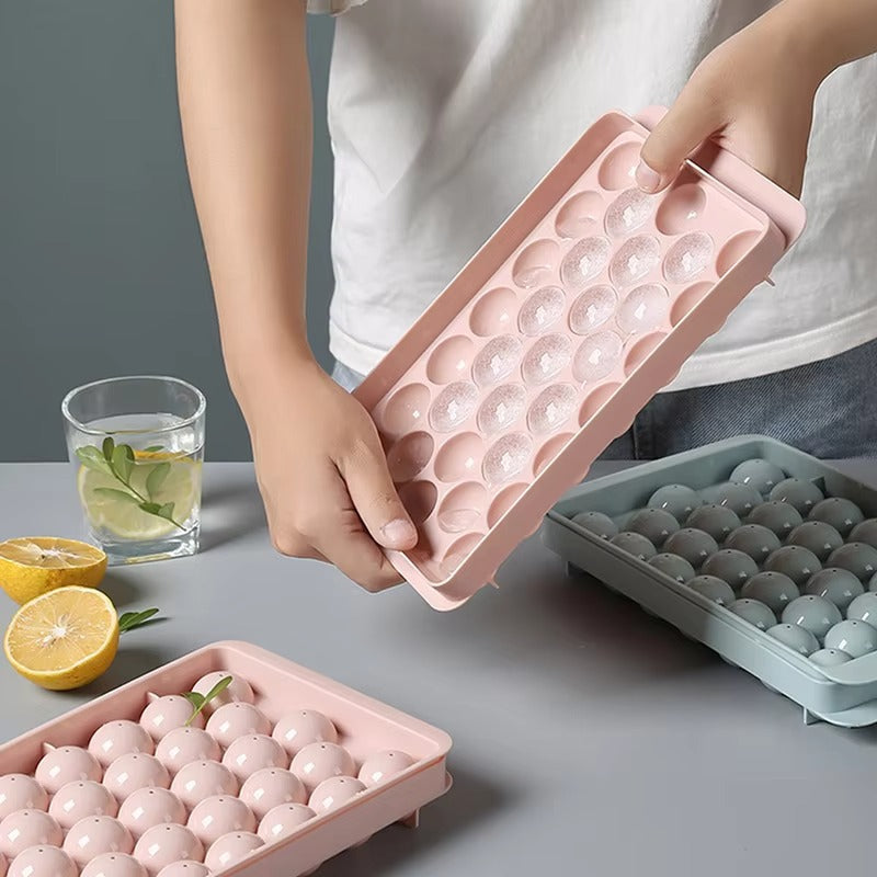 Round Ice Cube Tray – Easy Release Silicone Ice Maker for Drinks & Beverages, Reusable & Flexible Design