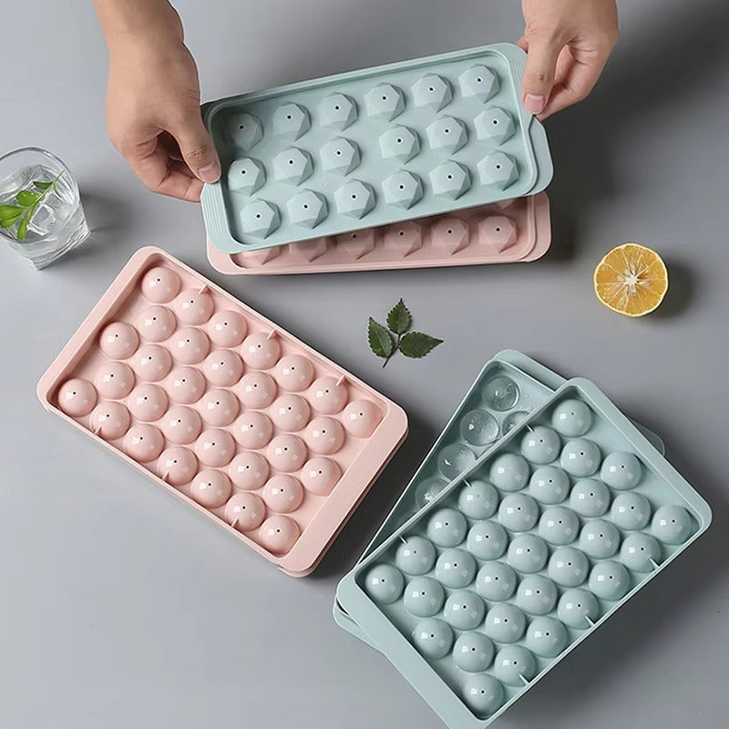 Round Ice Cube Tray – Easy Release Silicone Ice Maker for Drinks & Beverages, Reusable & Flexible Design