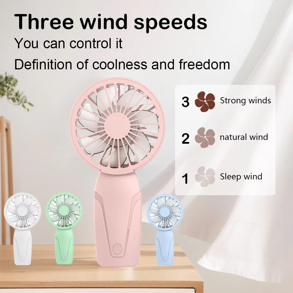 Portable Hand Fan – Rechargeable Mini Cooling Fan with 3 Speed Settings, USB Charging, Lightweight Personal Cooling Fan for Travel, Office, Home & Outdoor Use